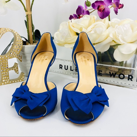 Kate Spade Royal Blue Bow Heels - Picture 4 of 8